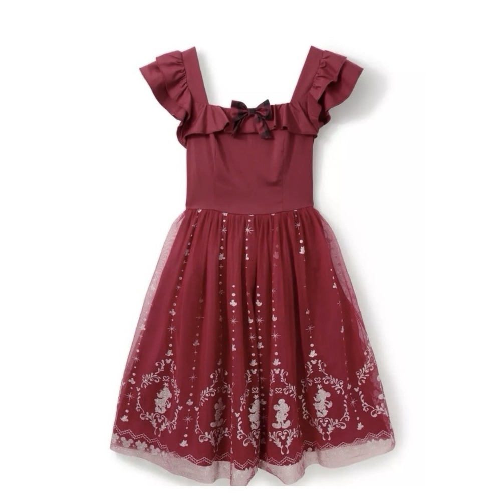 NWT! Her Universe Disney Mickey And Minnie Mouse Holiday Dress Burgundy Size M